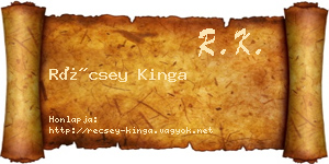 Récsey Kinga névjegykártya